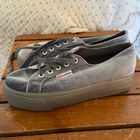 Superga 2790 Platform Sneaker in Grey Velvet – Size 6.5 - Picture 4 of 6